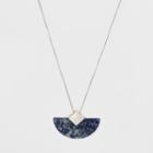 Semi Precious Half Circle Pendant Necklace - Universal Thread Blue Mineral,