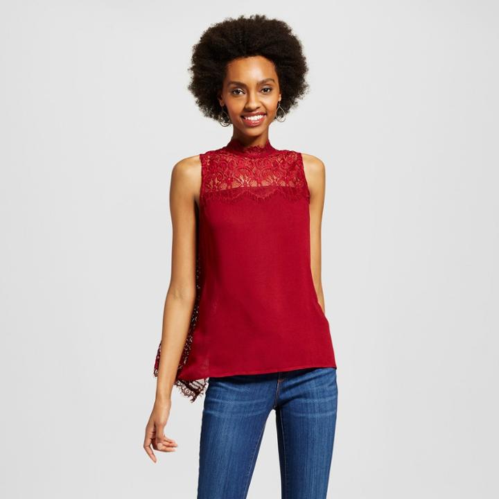 Women's Lace Open-back Tank - Xhilaration (juniors') Cabernet Red