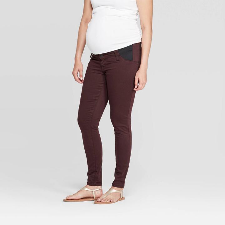 Maternity Side Panel Jeggings - Isabel Maternity By Ingrid & Isabel Burgundy 14, Women's, Red