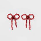Sugarfix By Baublebar Beaded Bow Earrings - Burgundy, Women's, Size: