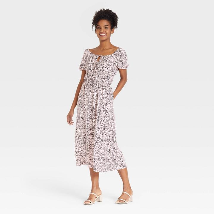 Women's Puff Short Sleeve Smocked Dress - Who What Wear Pink