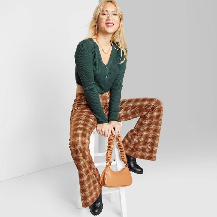 Women's Cropped Button-front Cardigan - Wild Fable Dark Teal Green