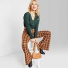 Women's Cropped Button-front Cardigan - Wild Fable Dark Teal Green
