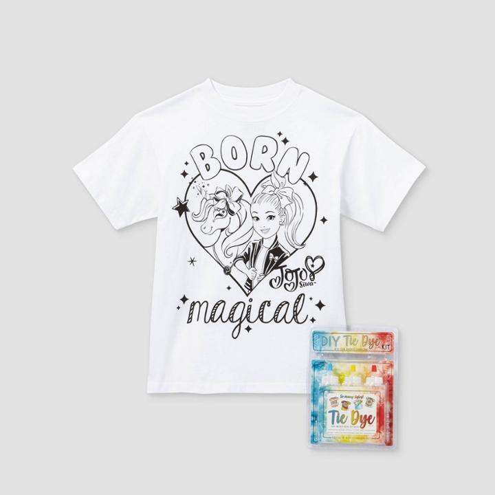 Nickelodeon Kids' Jojo Siwa Born Magical Short Sleeve Graphic T-shirt With Tie-dye Kit - White