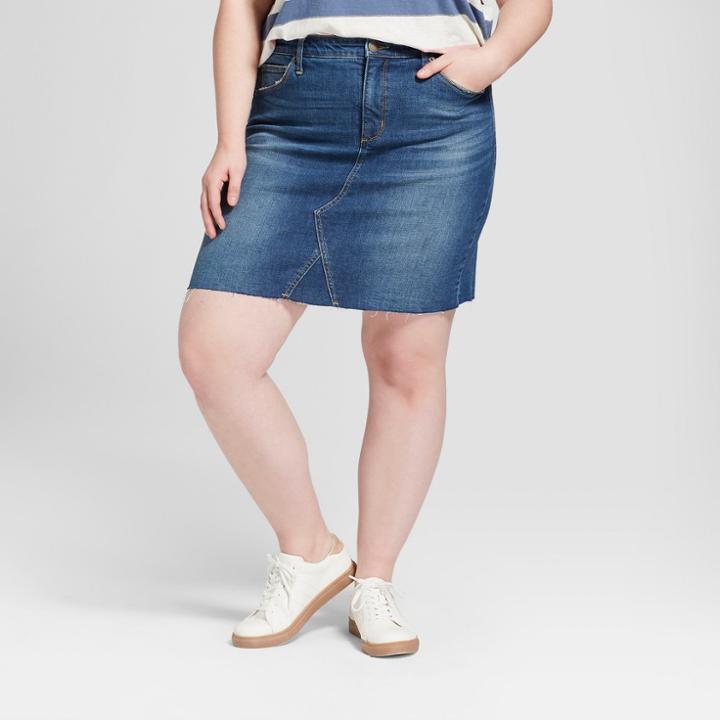 Women's Plus Size Denim Skirt - Universal Thread Dark Wash