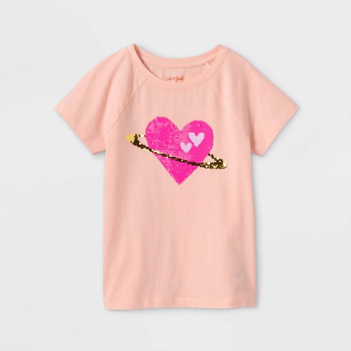 Girls' 'planet Heart' Flip Sequin Short Sleeve T-shirt - Cat & Jack