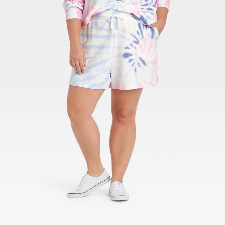 Women's Plus Size Tie-dye Leisure Shorts - Ava & Viv Blue X