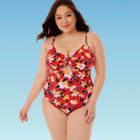 Women's Plus Size Slimming Control Drawstring Cut Out One Piece Swimsuit - Beach Betty By Miracle Brands 1x, Women's, Size: 1xl,