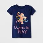 Toddler Girls' Curious George 'loves To Play' Short Sleeve T-shirt - Blue
