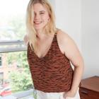Women's Plus Size Printed Essential Tank Top - A New Day Brown