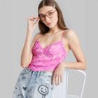 Women's Lace Trim Satin Cami - Wild Fable Pink