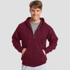 Hanes Men's Ecosmart Fleece Full Zip Hooded Sweatshirt - Maroon (red)