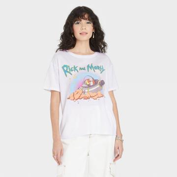 Warner Bros. Women's Rick And Morty Space Ship Short Sleeve Graphic T-shirt - White