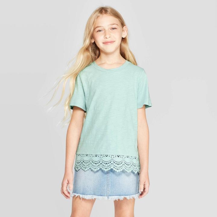 Girls' Lace Tank Top - Art Class Aqua