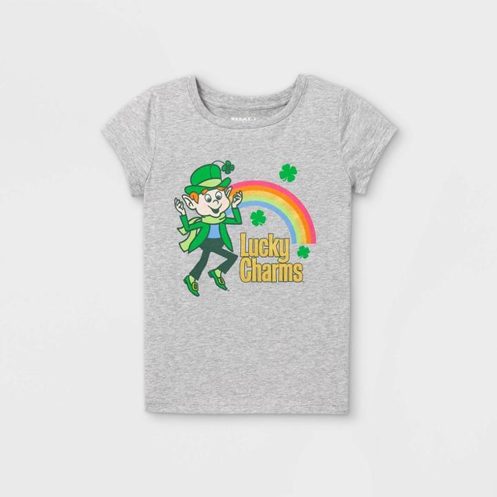 General Mills Girls' Lucky Charms Short Sleeve Graphic T-shirt - Gray