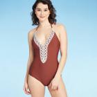 Women's Crochet Halter One Piece Swimsuit - Sea Angel Copper Xs, Women's, Red