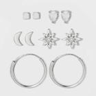 Sterling Silver With Cubic Zirconia Star, Moon, Tear Drop And Endless Hoop Earring Set 5pc - A New Day