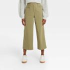 Women's Cropped Wide Leg Fashion Pants - A New Day Olive Green