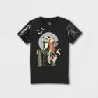 Girls' The Nightmare Before Christmas Jack And Sally Sequin Short Sleeve T-shirt - Black