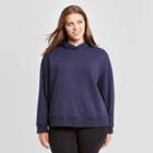 Women's Plus Size Hooded Fleece Sweatshirt - A New Day Navy
