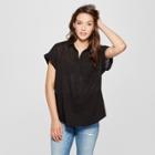 Women's Short Sleeve Knit Camp Shirt - Universal Thread Black