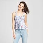 Women's Floral Smocked Tank Top - Mossimo Supply Co. Blue