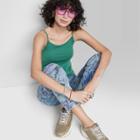 Women's Slim Fit Cropped Cami Tank Top - Wild Fable Dark Teal Green
