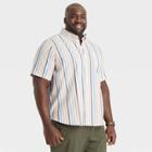 Men's Tall Striped Standard Fit Short Sleeve Button-down Shirt - Goodfellow & Co White/multi