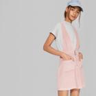 Women's Sleeveless V-neck Zip Front Corduroy Mini Dress - Wild Fable Pink