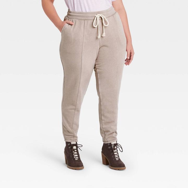 Women's Plus Size Mid-rise Fleece Jogger Pants - Universal Thread Brown