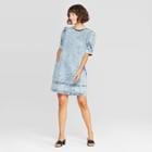 Women's Elbow Sleeve Scoop Neck A Line Shift Dress - Who What Wear Blue