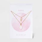 No Brand Gold Crackle Cubic Zirconia Drop And Wing Layered Necklace
