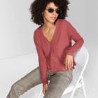 Women's Long Sleeve V-neck Button-front Thermal Top - Wild Fable Berry S, Women's, Size: