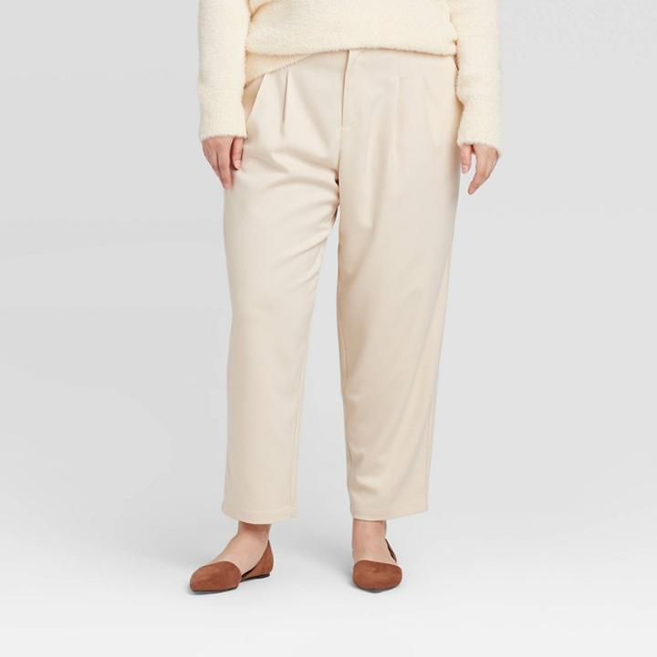 Women's Plus Size Mid-rise Straight Leg Pleat Front Trouser - Who What Wear Yellow