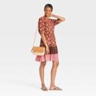 Women's Elbow Sleeve Tiered Babydoll Dress - Knox Rose Rust Floral