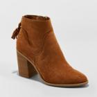 Women's Clare Wide Width Tassel Heeled Bootie - Universal Thread Brown 8.5w,