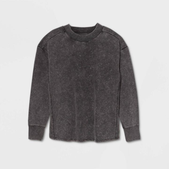 Women's French Terry Crewneck Pullover - All In Motion Black M, Women's,