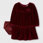 Baby Girls' Long Sleeve Holiday Velvet Dress - Just One You Made By Carter's Maroon 3m, Girl's, Red