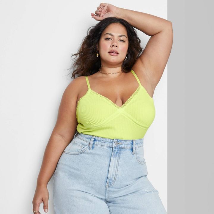 Women's Plus Size Lace Trim Tiny Tank Top - Wild Fable