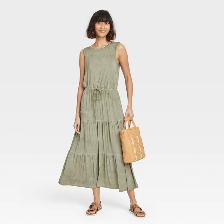 Women's Sleeveless Knit Dress - Knox Rose Olive Green