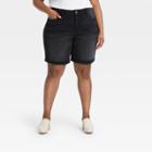 Women's Plus Size High-rise Jean Shorts - Ava & Viv Black Wash