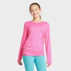 Girls' Long Sleeve Ruched Studio T-shirt - All In Motion Fuchsia Xs, Girl's, Pink
