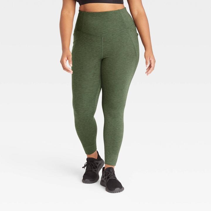 Women's Plus Size Ribbed Leggings 26 - All In Motion Heathered Olive