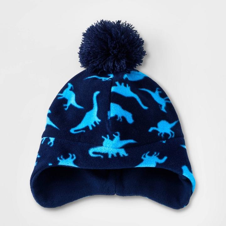 Boys' Dino Solid Earflap Hat - Cat & Jack Blue