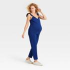 The Nines By Hatch Flounce Short Sleeve Maternity Jumpsuit Navy