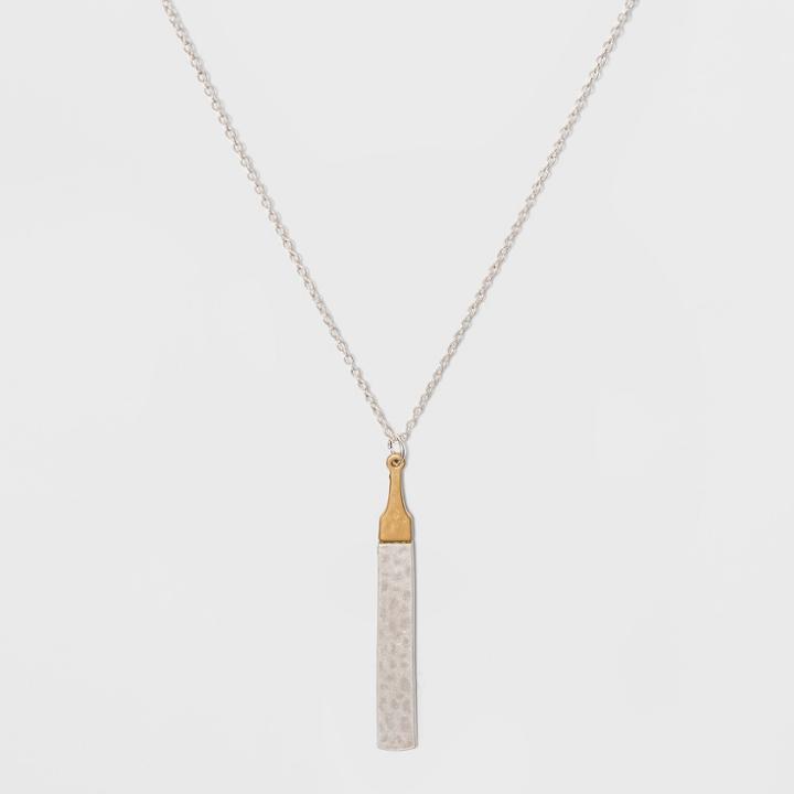Textured Metal Bar Long Pendant Necklace - Universal Thread,