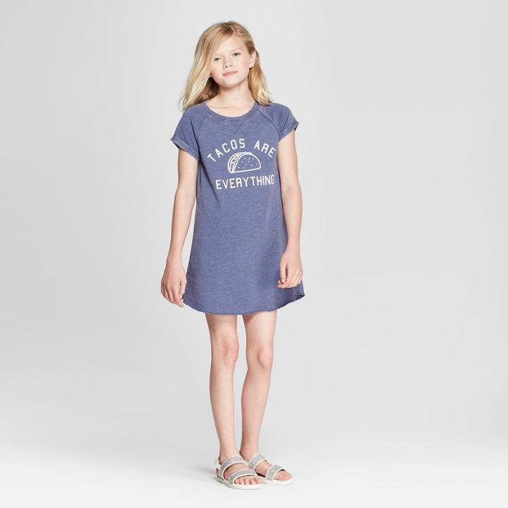 Grayson Social Girls' 'tacos Are Everything' T-shirt Dress - Blue
