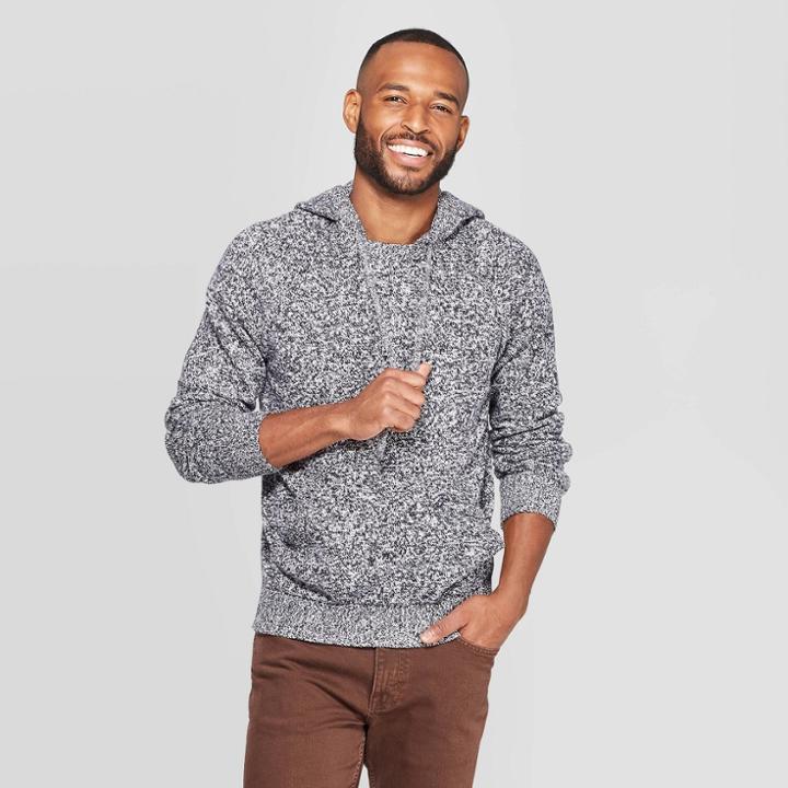 Men's Standard Fit Hooded Pullover Sweater - Goodfellow & Co Navy S, Size: