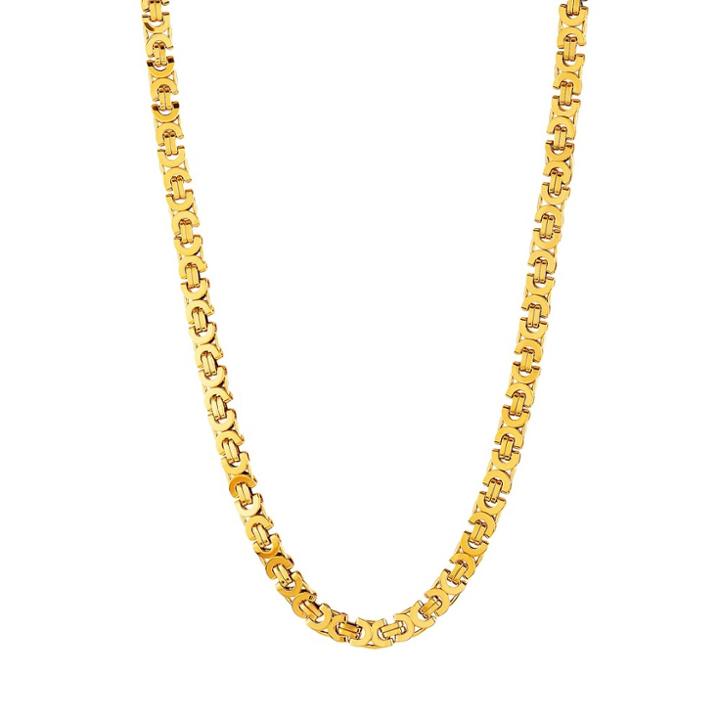 Men's Crucible Stainless Steel Flat Byzantine Necklace - Gold