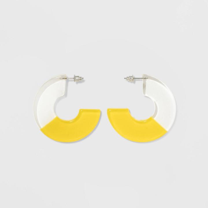 Two Part Translucent Acrylic Disc Hoop Earrings - Wild Fable Yellow